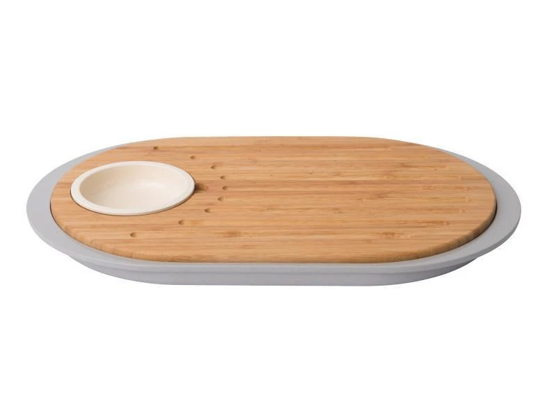 商品BergHOFF|Leo 15.25" 2-sided Tapas Cutting Board with Tray, Gray,价格¥394,第1张图片