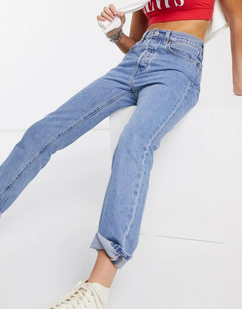 商品Levi's|Levi's 501 high rise straight leg jeans in light wash blue,价格¥710,第4张图片详细描述