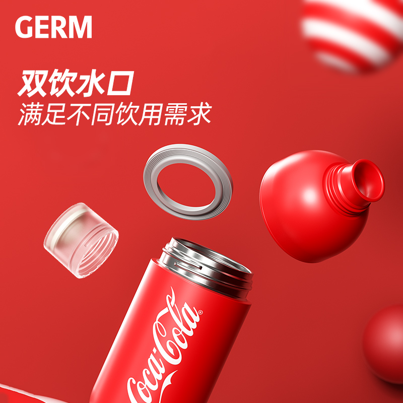 日本GERM格沵 可口可乐联名款暖手杯 保温杯 240ML (红/白色）商品第5张图片规格展示
