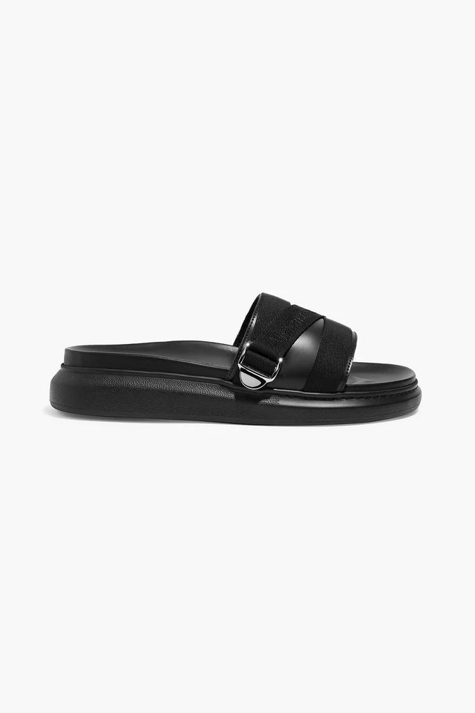 商品Alexander McQueen|Leather-trimmed woven slides,价格¥1280,第3张图片详细描述