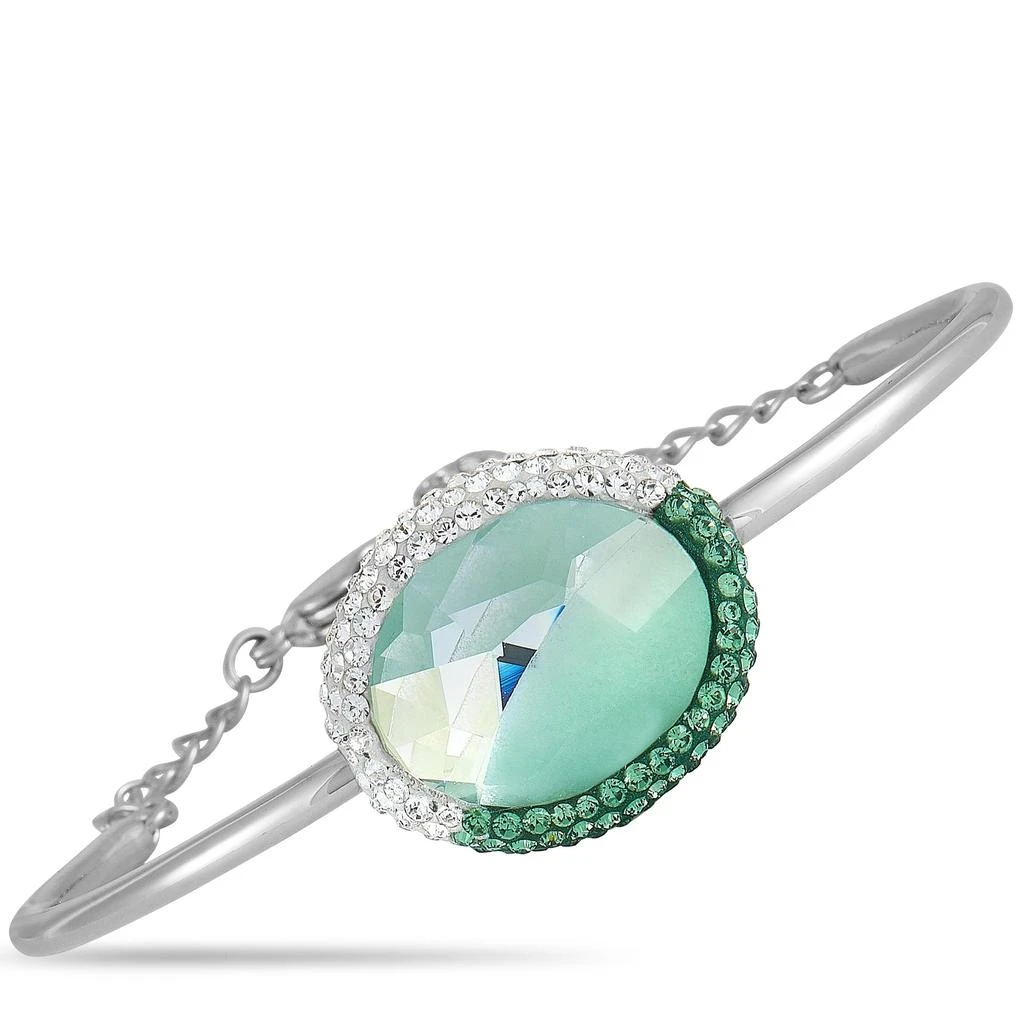 商品Swarovski|Swarovski Rhodium-Plated Stainless Steel Green and Clear Crystals Bangle Bracelet,价格¥572,第2张图片详细描述