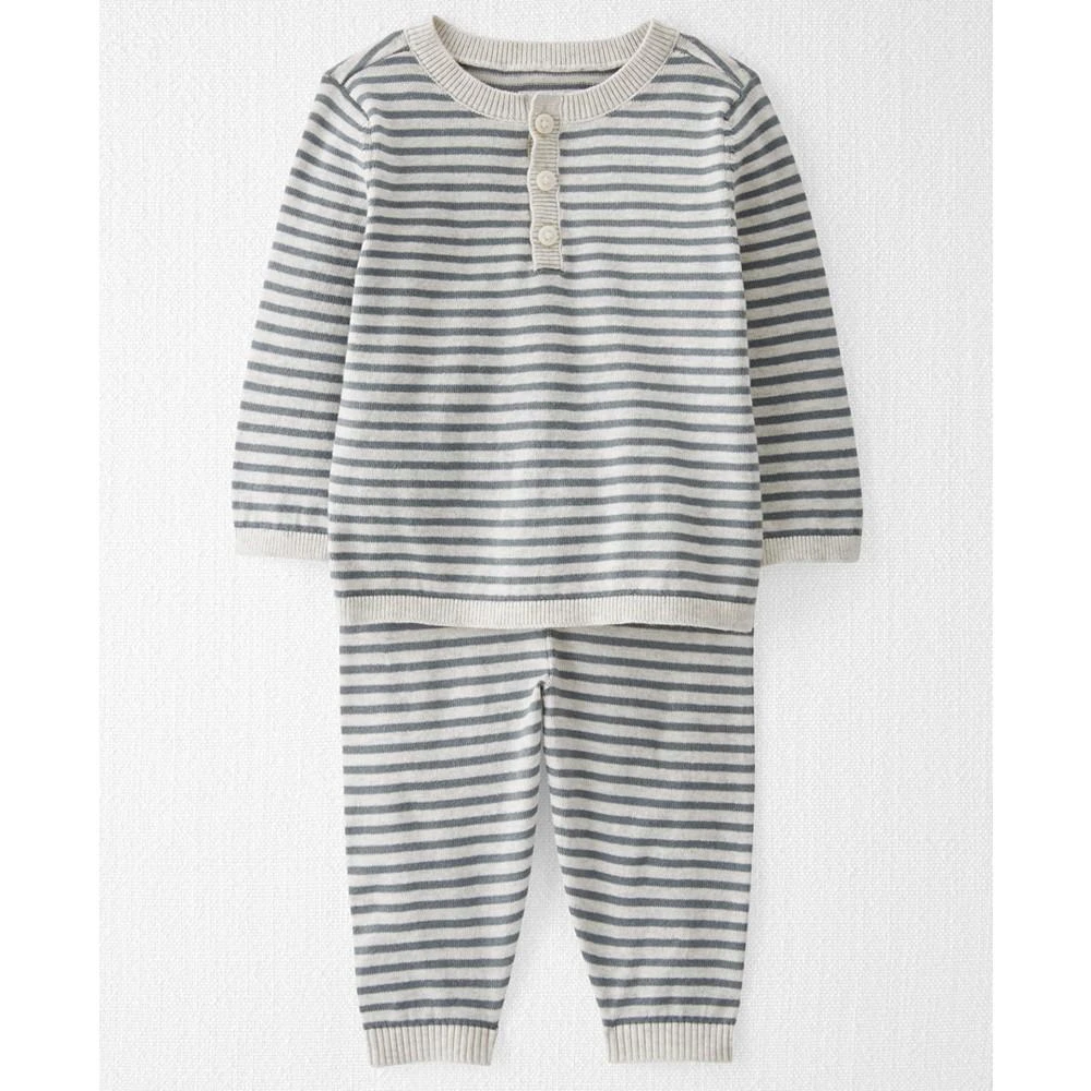 商品Carter's|Baby Boys or Baby Girls 2-Pc. Striped Organic Cotton Sweater Knit Top & Bottom Set,价格¥93,第1张图片