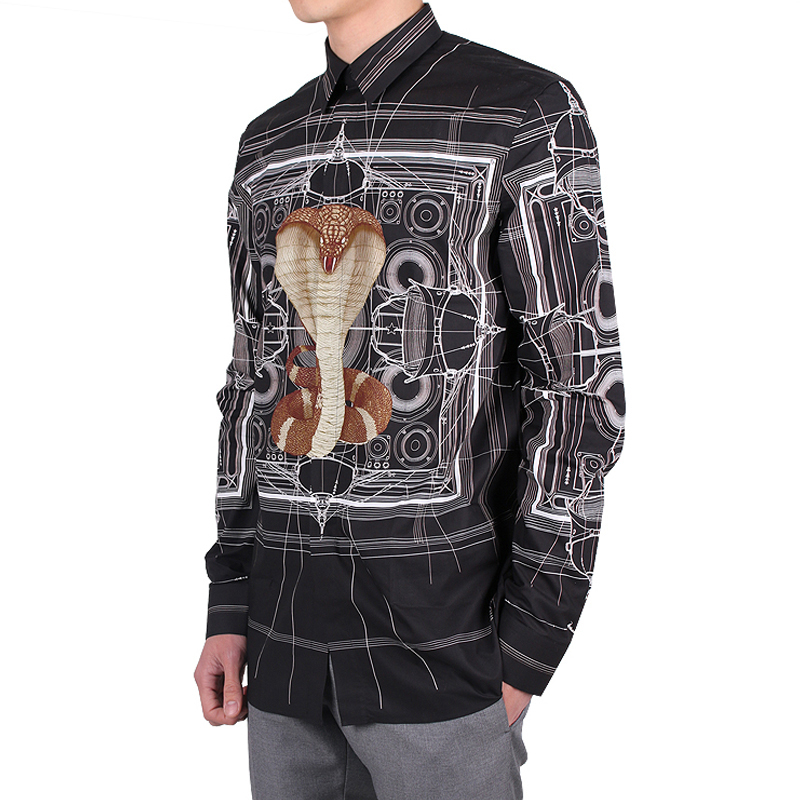 Givenchy 纪梵希 眼镜蛇黑色男士长袖衬衫 16W6451882-001商品第4张图片规格展示