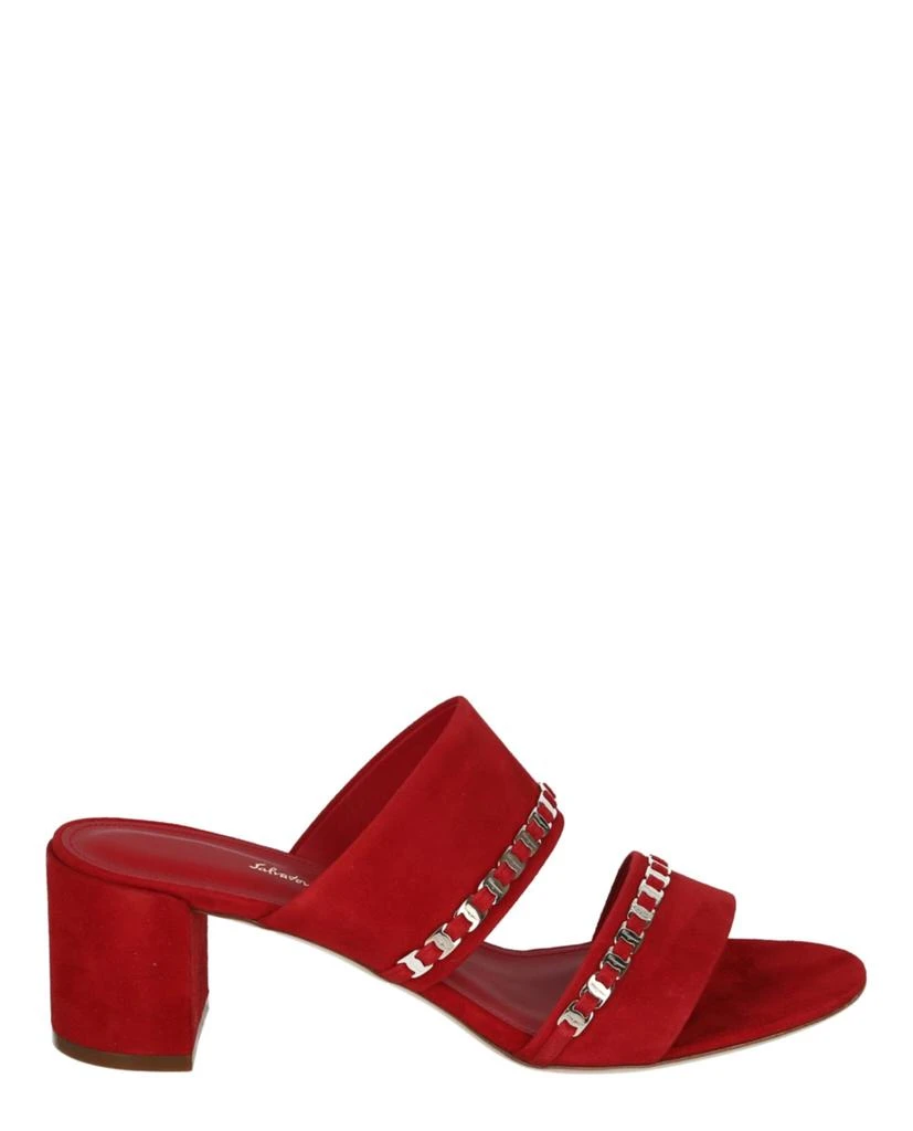 商品Salvatore Ferragamo|Trabia Vara Chain Block Heel Sandals,价格¥2227,第1张图片