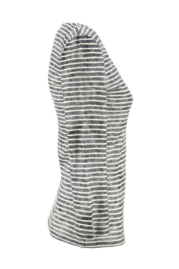 MAJESTIC FILATURES Striped T-shirt with V-neck商品第3张图片规格展示