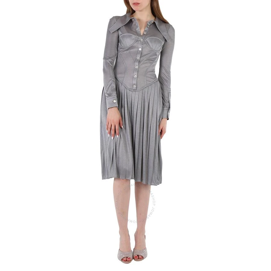 商品Burberry|Grey Melange Marcella Pleated Jersey Corset Dress,价格¥6344,第1张图片