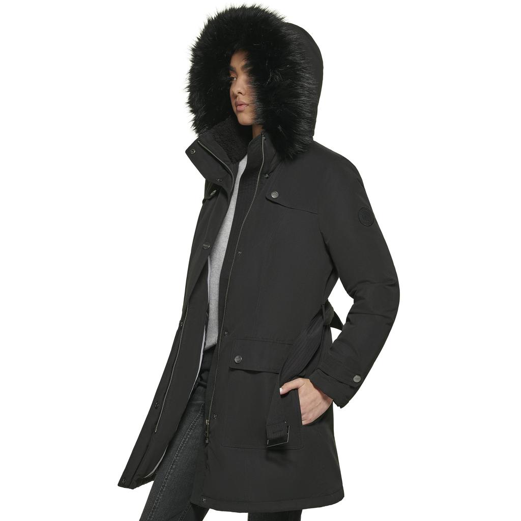 Faux Fur Hood Belted Anorak商品第3张图片规格展示