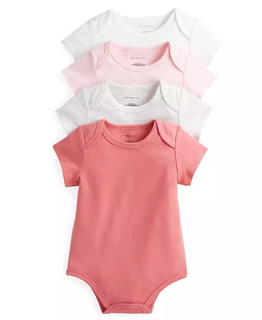 商品First Impressions|Baby Girls Bodysuits, Pack of 4, Created for Macy's,价格¥61,第1张图片