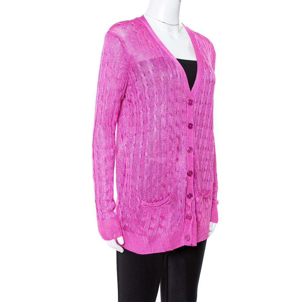 Ralph Lauren Pink Knit Button Front Cardigan M商品第2张图片规格展示