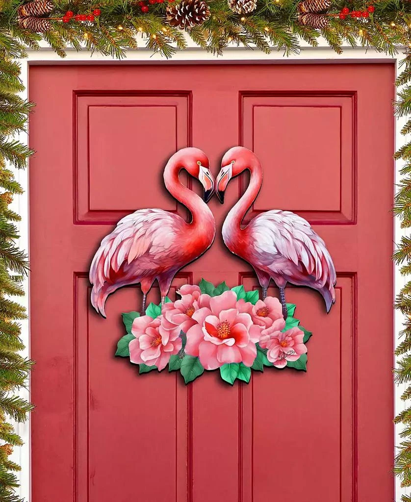 商品Designocracy|Holiday Wall Decor Door Decor Flamingos in Love Wooden G. DeBrekht,价格¥1099,第2张图片详细描述