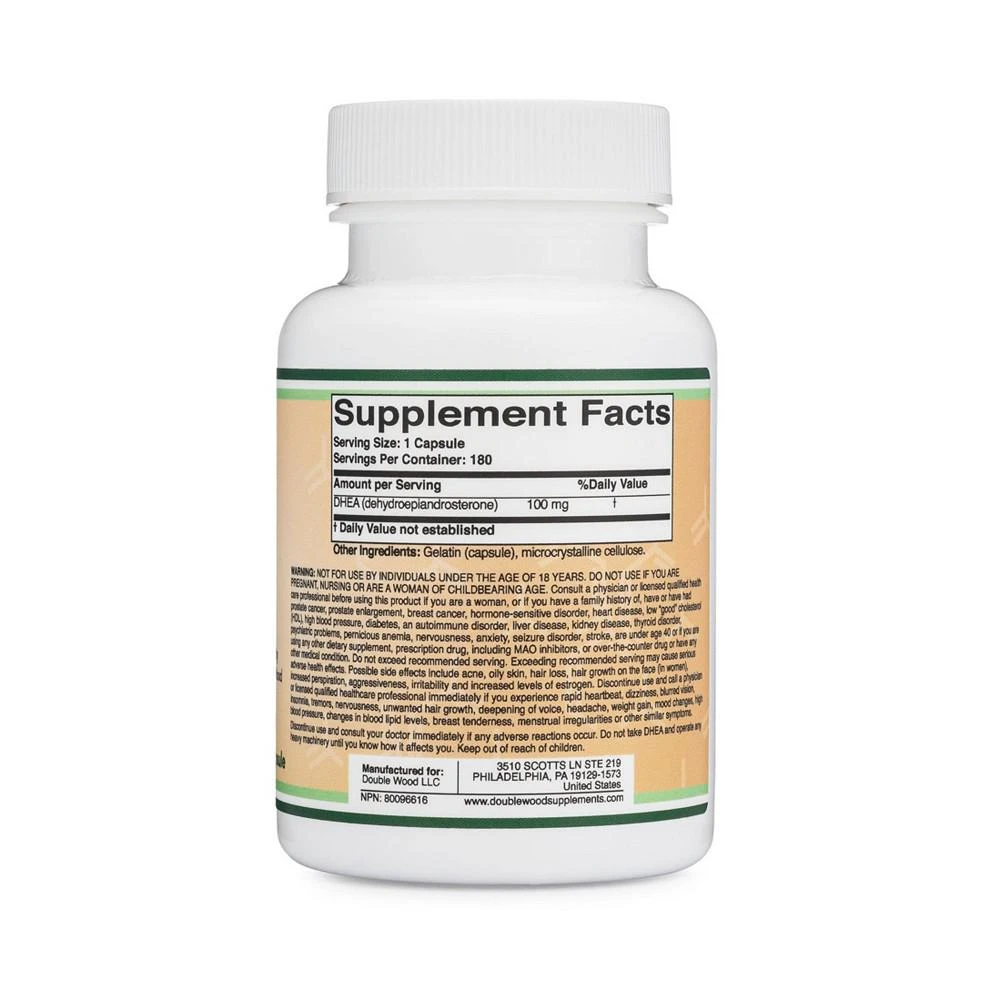 商品Double Wood Supplements|DHEA - 180 x 100 mg capsules,价格¥186,第3张图片详细描述