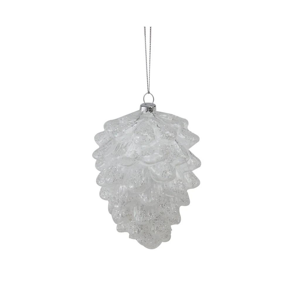 商品Northlight|5" Clear Snow Dusted Glass Pine Cone Christmas Ornament,价格¥326,第1张图片