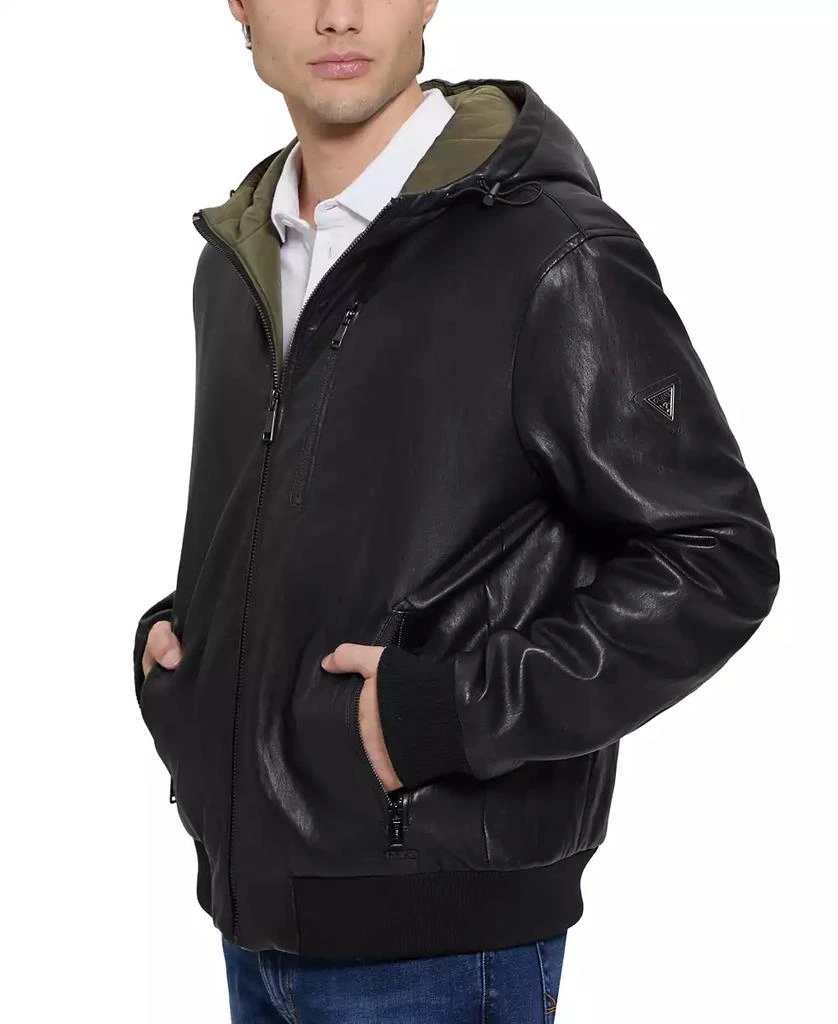 商品GUESS|Men's Gary Faux Leather Hooded Jacket,价格¥513,第3张图片详细描述