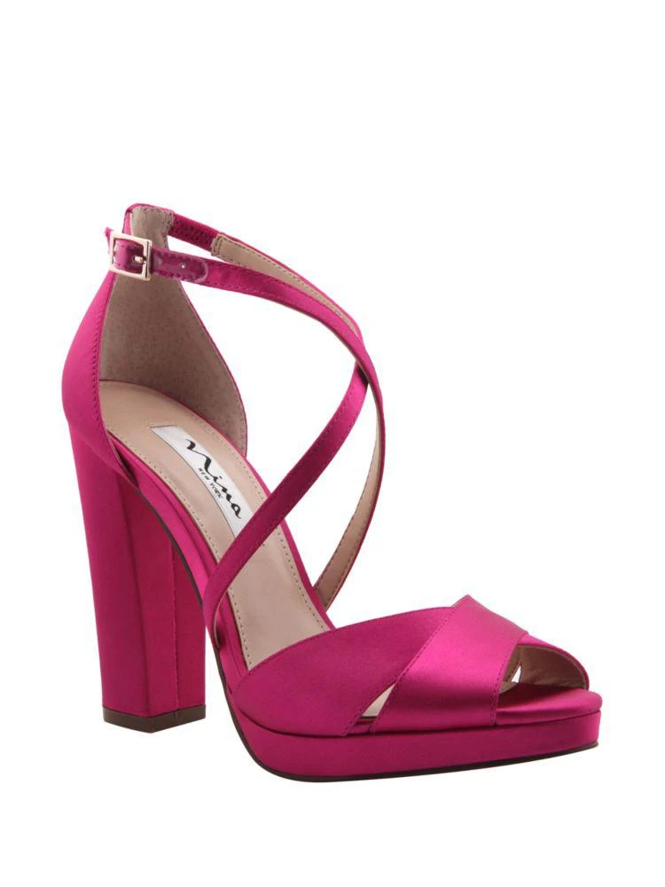 商品Nina|Marylyn Satin Peep Toe Pumps,价格¥402,第1张图片