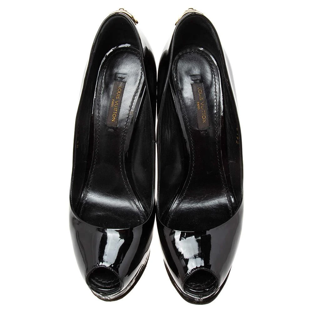 商品[二手商品] Louis Vuitton|Louis Vuitton Black Patent Leather Oh Really Peep Toe Pumps Size 37 ,价格¥1694,第3张图片详细描述