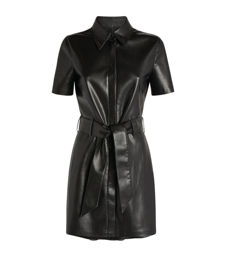 Vegan Leather Halli Shirt Dress（实际颜色为棕色）商品第1张图片规格展示