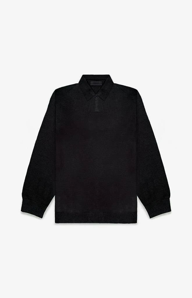 Jet Black Knit Polo Sweater 商品