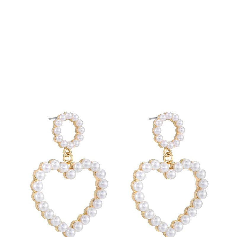 商品Ettika Jewelry|Loving Pearl Heart & 18k Gold Plated Earrings ONE SIZE ONLY,价格¥340,第2张图片详细描述