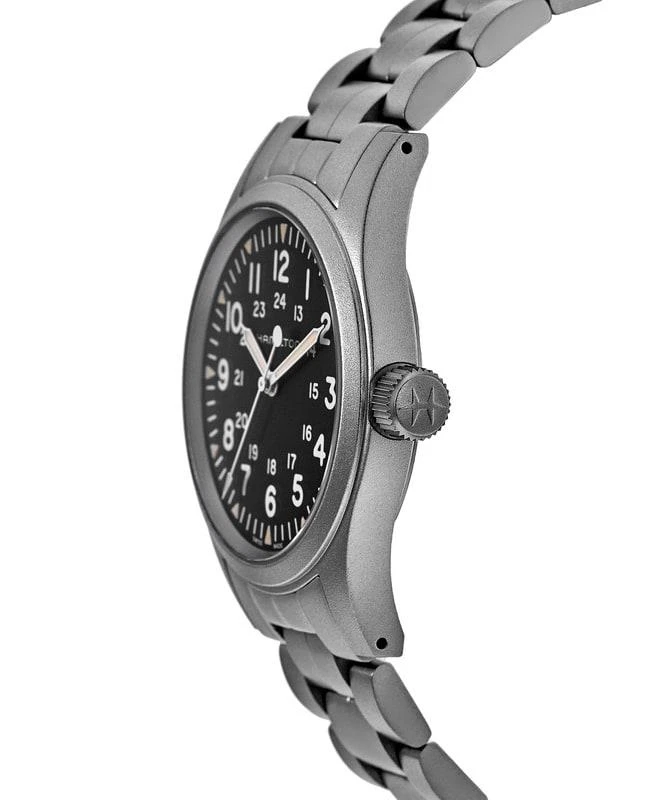 商品Hamilton|Hamilton Khaki Field Mechanical Manual Winding Black Dial Steel Men's Watch H69439131,价格¥4285,第2张图片详细描述