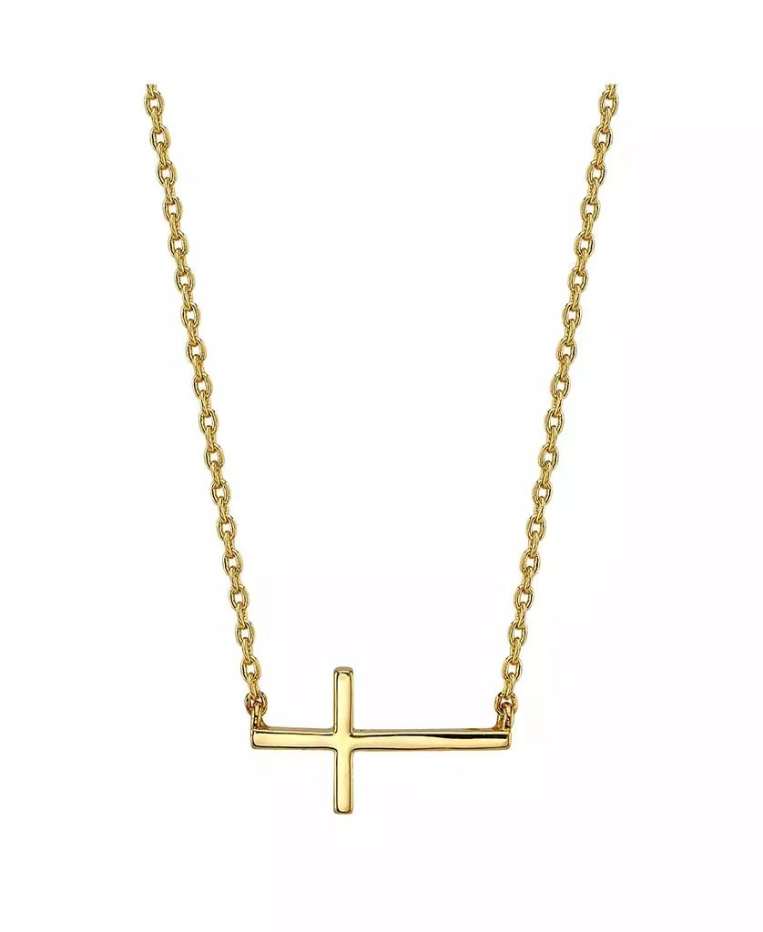 商品Unwritten|Thin East West Cross Station Plated Silver Necklace,价格¥85,第1张图片