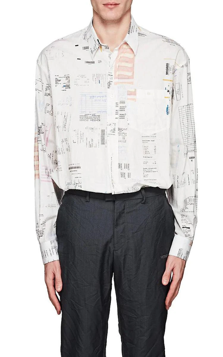 商品Vetements|Receipt-Print Cotton Oversized Shirt,价格¥6576,第1张图片