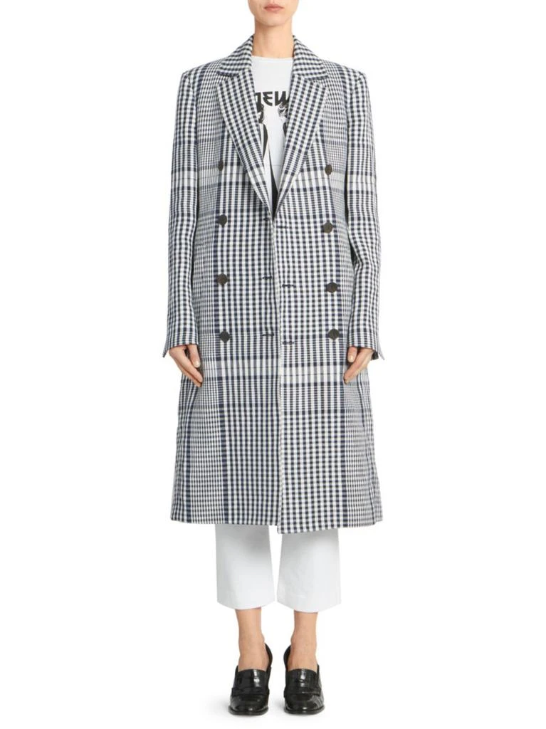 商品Loewe|Double-Breasted Linen Check Coat,价格¥5937,第2张图片详细描述