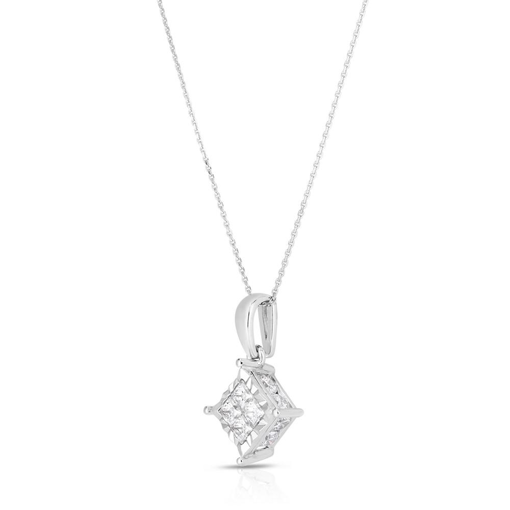 Princess Quad 18" Pendant Necklace (3/4 ct. t.w.) in 14k White Gold商品第3张图片规格展示