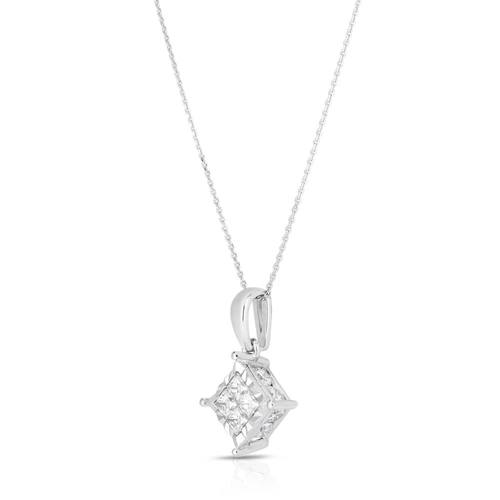 商品TruMiracle|Princess Quad 18" Pendant Necklace (3/4 ct. t.w.) in 14k White Gold,价格¥4025,第4张图片详细描述