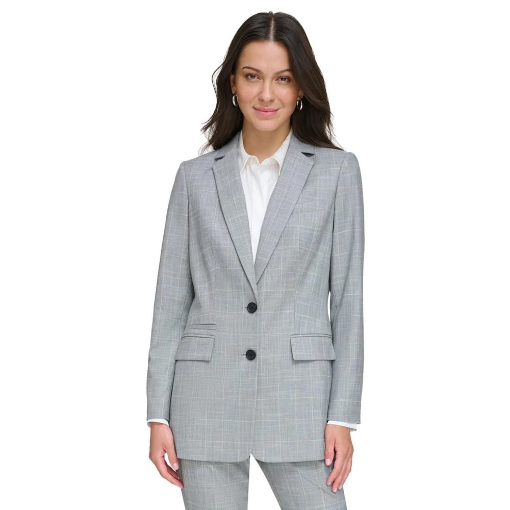 商品DKNY|Women's Plaid Notched-Collar Button Blazer,价格¥356,第4张图片详细描述