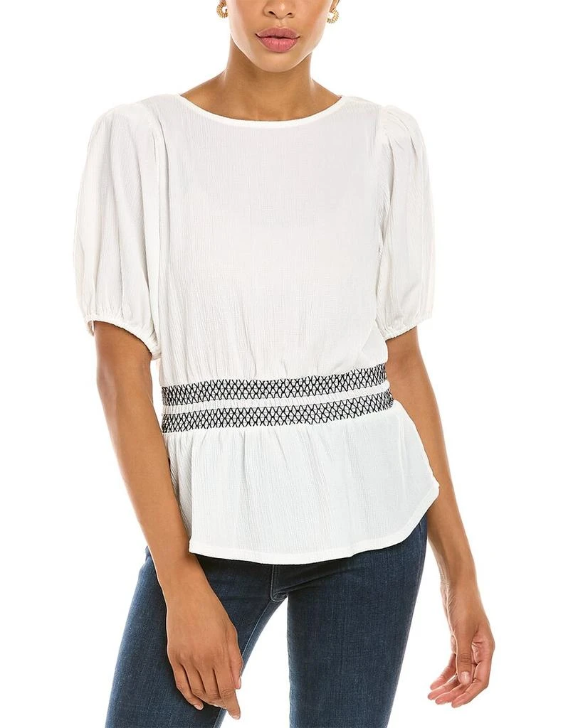 商品Vince Camuto|Vince Camuto Puff Sleeve Smocked Waist Peplum Top,价格¥165,第1张图片