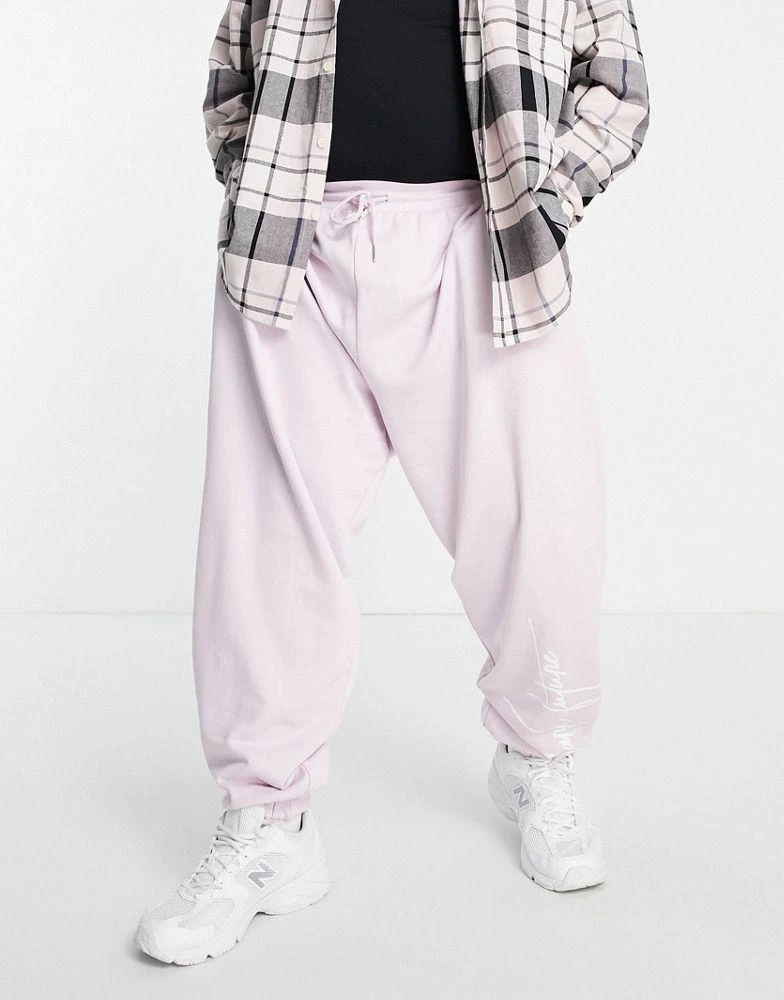 商品ASOS|ASOS Dark Future oversized joggers in lilac with logo print,价格¥126,第2张图片详细描述