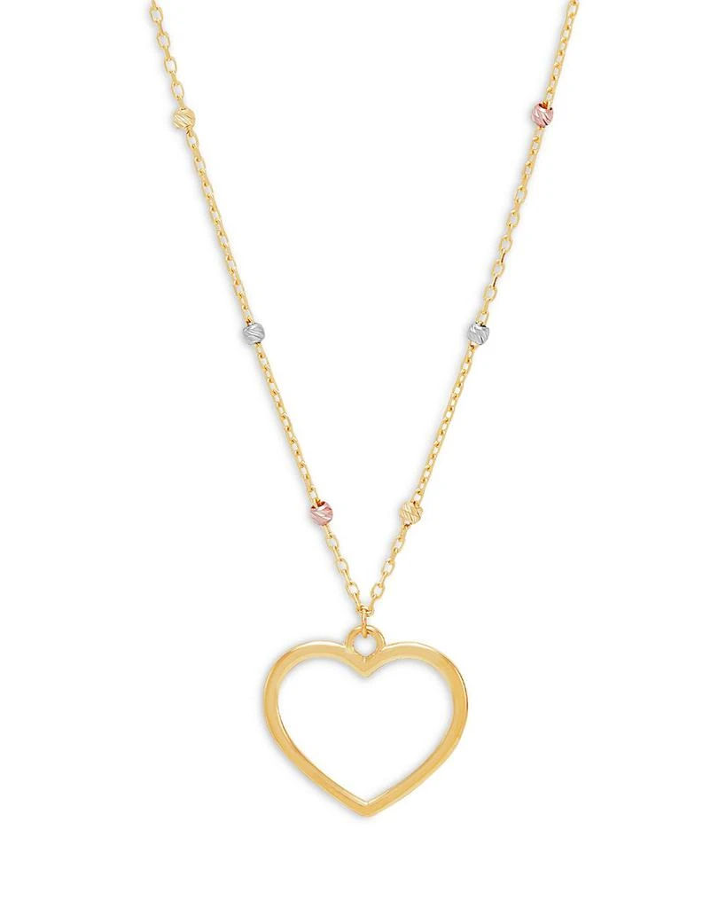 商品Moon & Meadow|14K Yellow Gold Open Heart Pendant Necklace, 17.75",价格¥2616,第1张图片详细描述