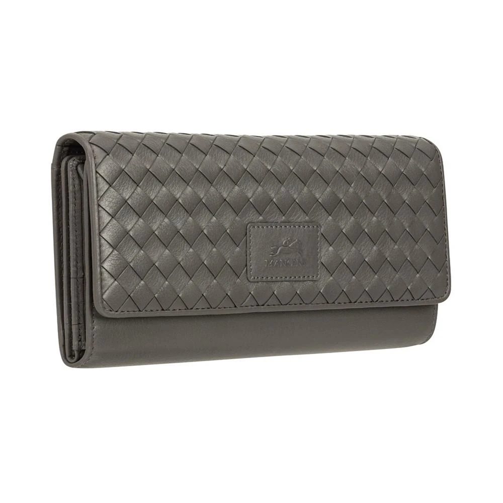 商品Mancini Leather Goods|Women's Basket Weave Collection RFID Secure Quadruple Fold Wallet,价格¥844,第2张图片详细描述