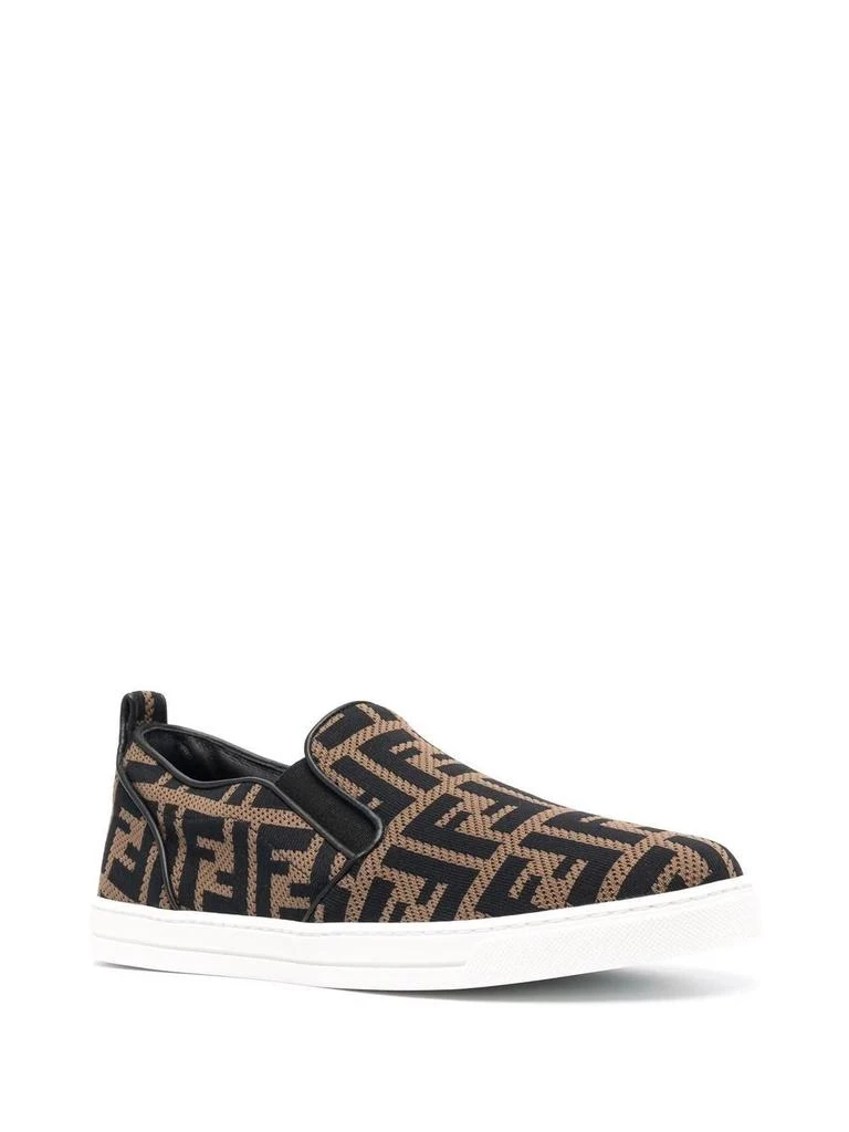 商品Fendi|Kid's Slip-on Logo Print Sneakers Brown,价格¥5121,第2张图片详细描述