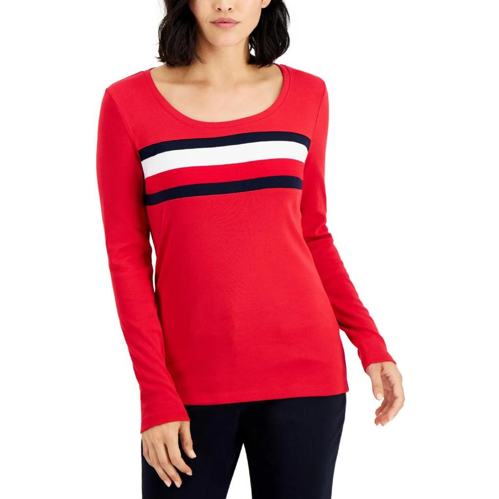 商品Tommy Hilfiger|Tommy Hilfiger Womens Cotton Crewneck T-Shirt,价格¥107,第1张图片