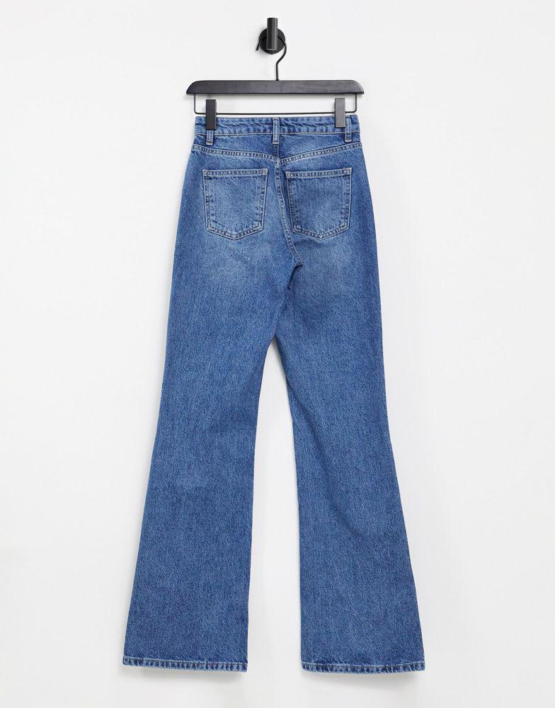Topshop Two 90s flare jean in mid blue wash商品第2张图片规格展示