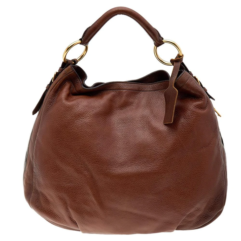 商品[二手商品] Prada|Prada Brown Cervo Leather Hobo,价格¥1404,第4张图片详细描述