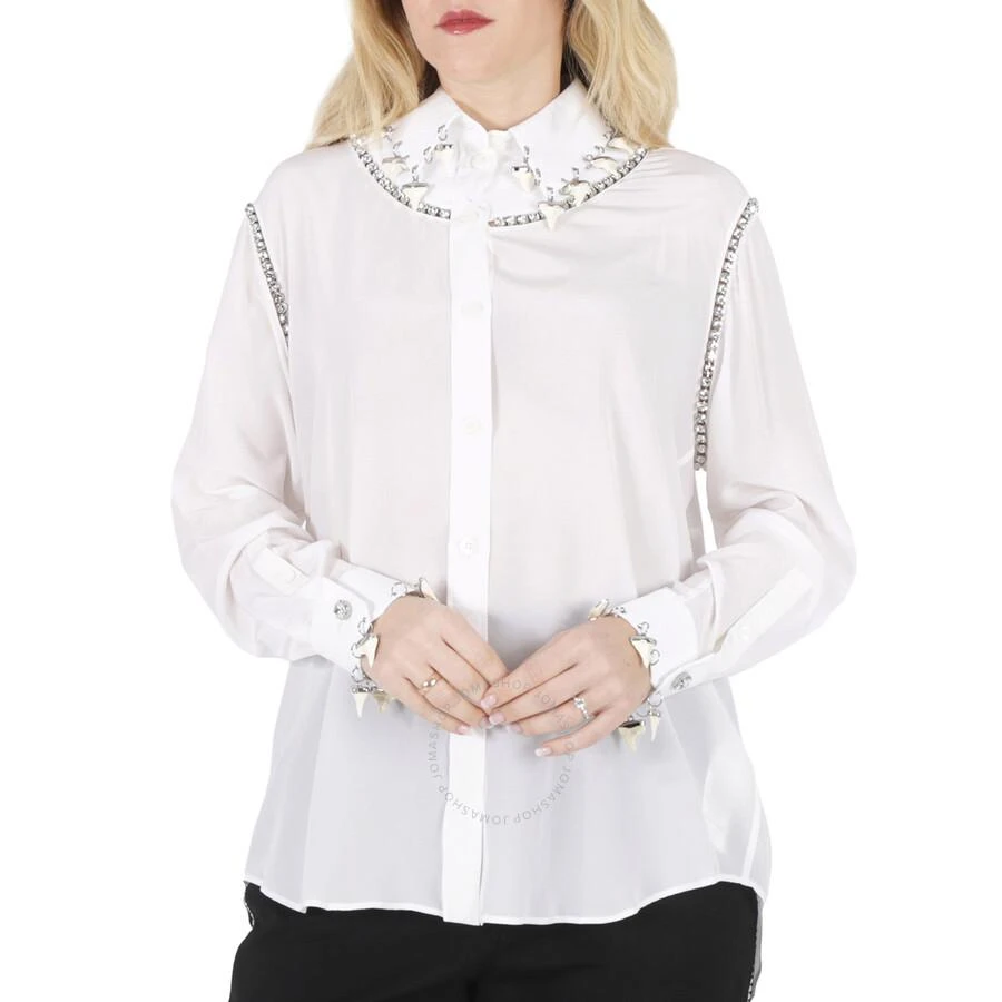 商品Burberry|Optic White Optic White Crystal Embellished Silk Shirt,价格¥1332,第1张图片