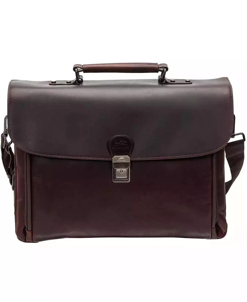 商品Mancini Leather Goods|Men's Buffalo Double Compartment Briefcase for 15.6" Laptop , Tablet,价格¥1143,第1张图片