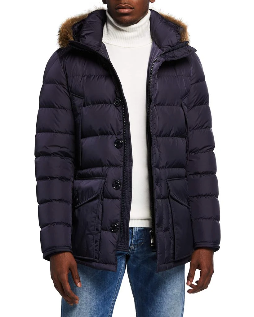 商品Moncler|Men's Cluny Quilted Puffer Jacket w/ Fur Trim,价格¥12407,第1张图片