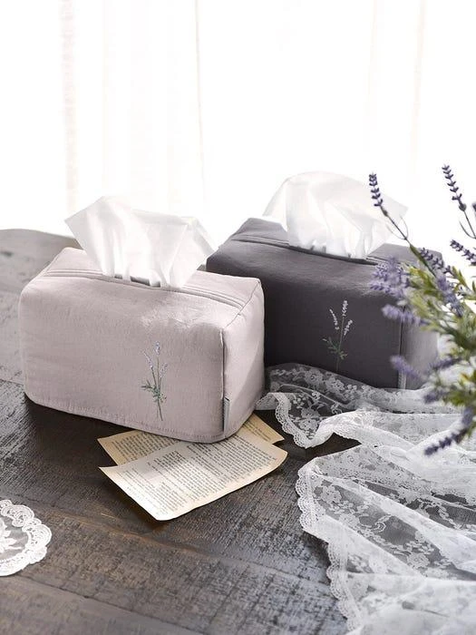 商品BELLELIFE|Lavender Embroidery Linen Tissue Case,价格¥1085,第5张图片详细描述