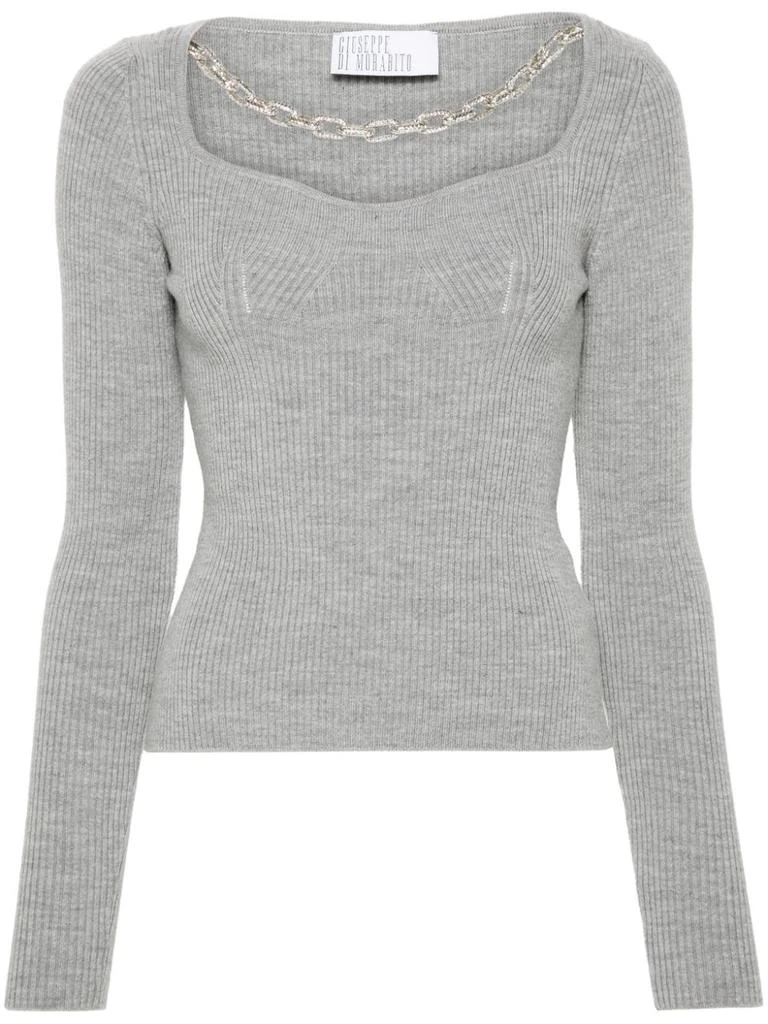 商品GIUSEPPE DI MORABITO|CRYSTAL CHAIN-LINK GREY SWEATER,价格¥2264,第1张图片