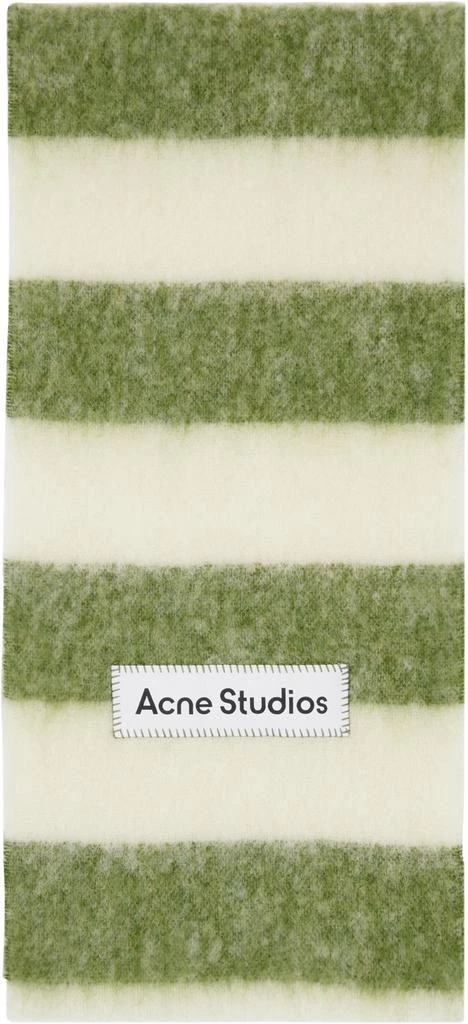 商品Acne Studios|Green & Off-White Stripe Scarf,价格¥2311,第1张图片