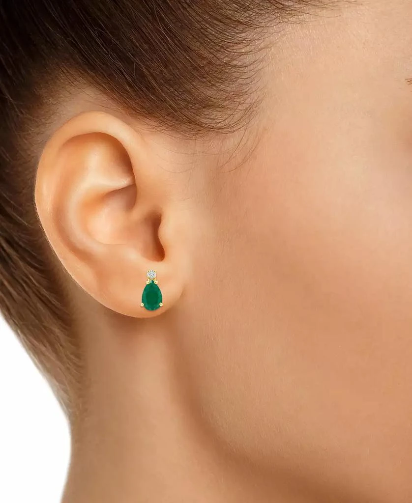 商品Macy's|Sapphire (1 ct. t.w.) & Diamond Accent Stud Earrings in 14k Gold (Also in Emerald, Ruby, & Tanzanite),价格¥2679,第2张图片详细描述