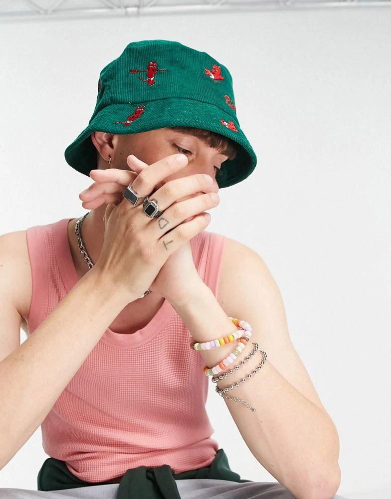 商品Rip N Dip|RIPNDIP devil babies corduroy bucket hat in green,价格¥233,第4张图片详细描述
