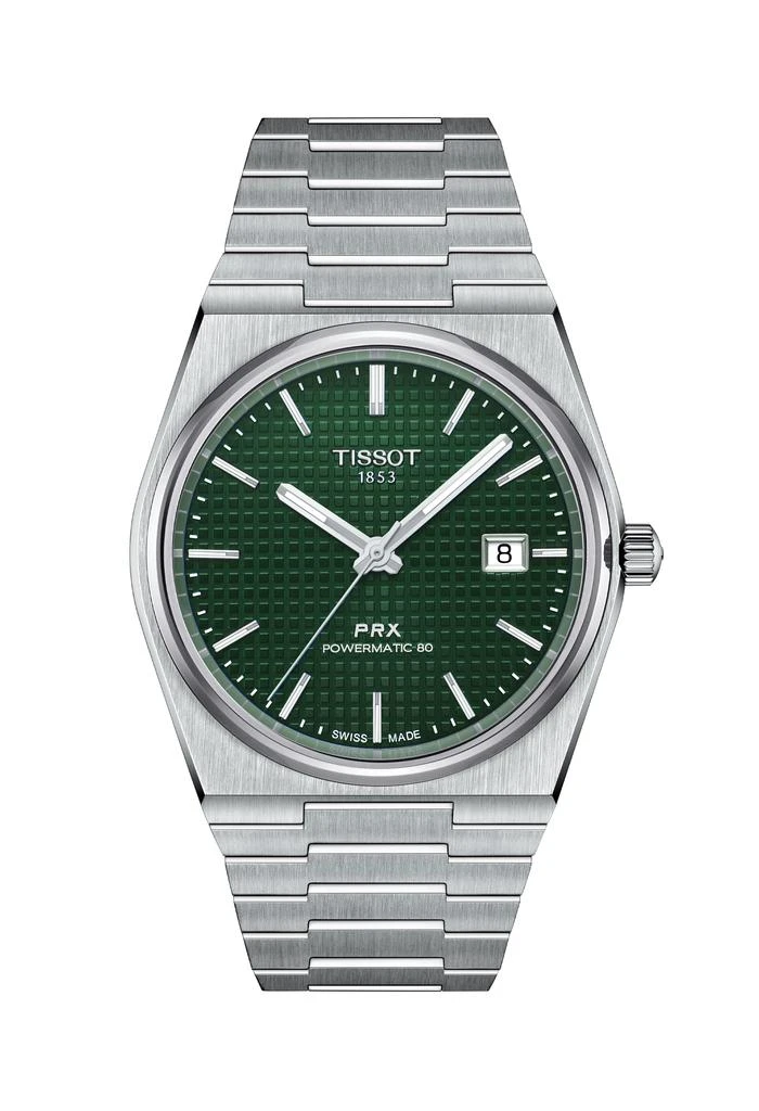 商品Tissot|Tissot Gents PRX Powermatic 80 Green Dial Bracelet Watch,价格¥4842,第1张图片