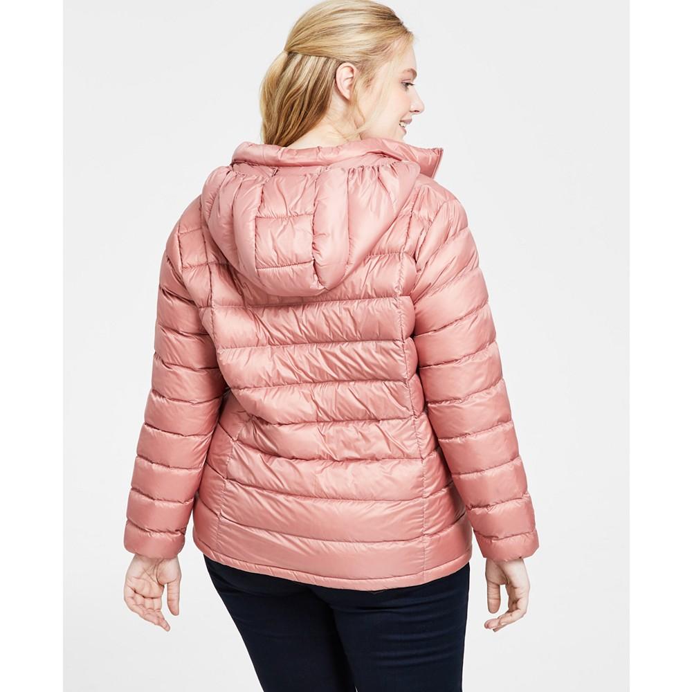 Women's Plus Size Hooded Packable Down Puffer Coat, Created for Macy's商品第2张图片规格展示