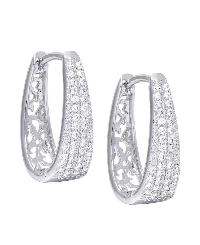 商品Macy's|Cubic Zirconia Pave Oval Hoop Earrings in Silver Plate,价格¥159,第2张图片详细描述