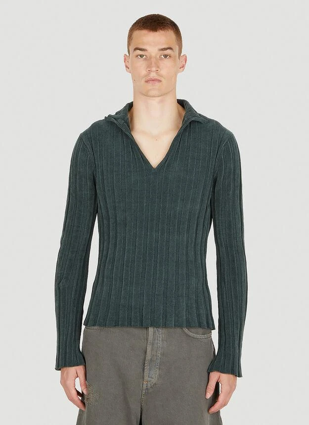 商品Acne Studios|Velour Polo Top in Green,价格¥2840,第1张图片