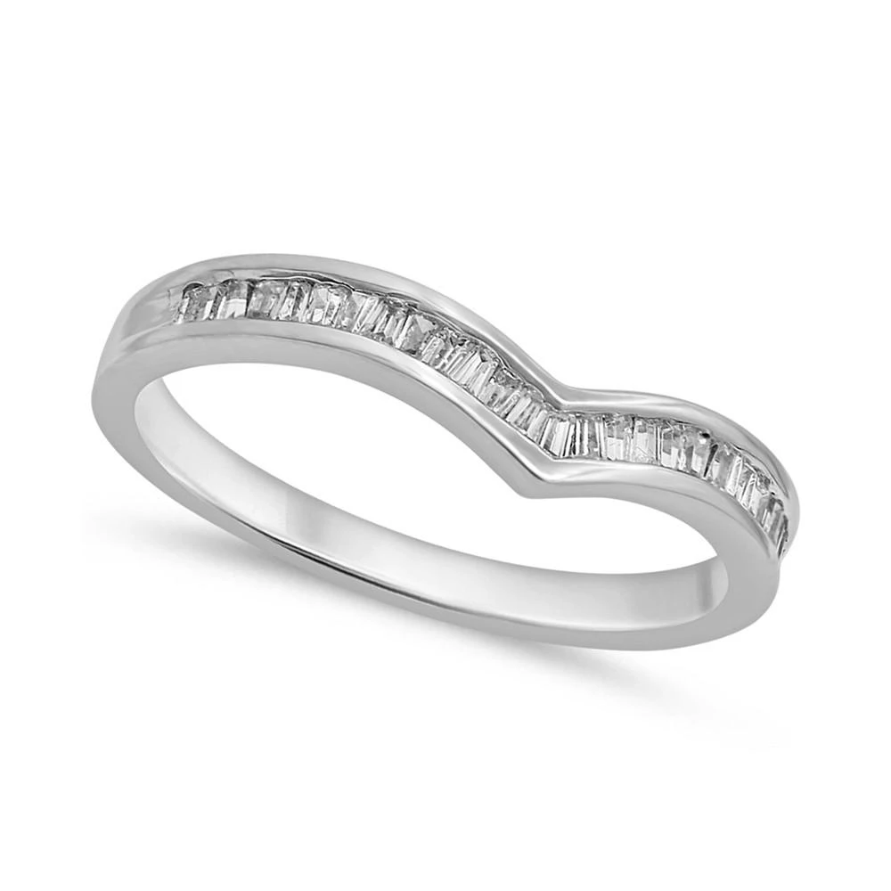商品Macy's|Baguette Chevron Ring (1/7 ct. t.w.) in 14k White Gold,价格¥6496,第1张图片
